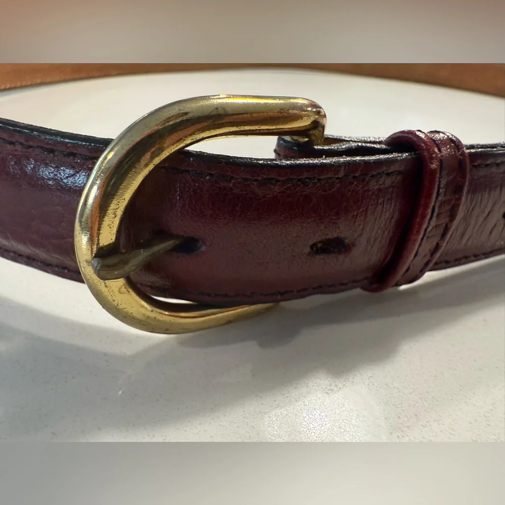 Bill Blass Men's Brown Leather Belt with‎ Gold Buckle Size 42